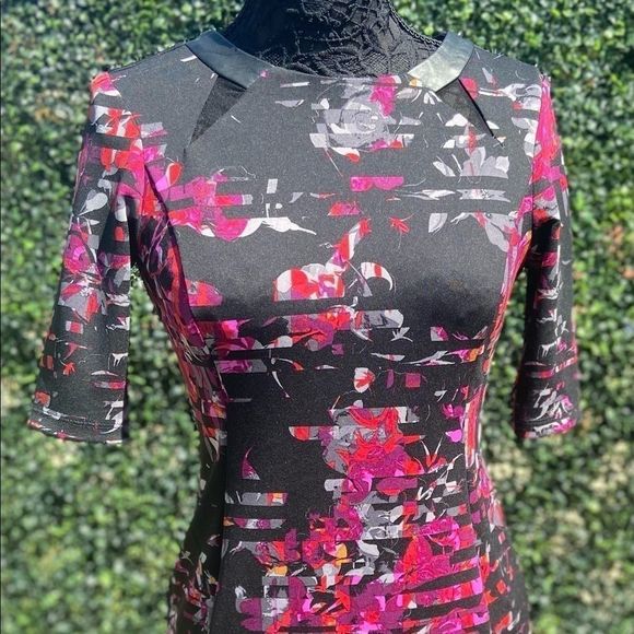 Taylor Black and Pink Floral Dress - Picture 1 of 6